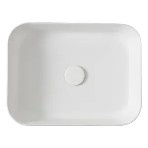 GoodHome Tekapo Matt White Rectangular Counter top Basin (W)45cm