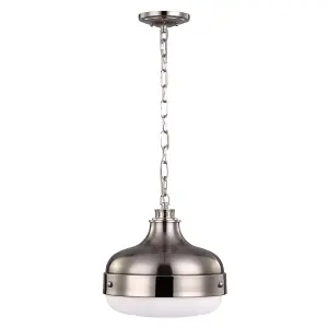 2 Bulb Ceiling Pendant Light Polished Nickel Finish Brushed Steel LED E27 75W