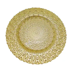 Neel Blue Charger Plates for Table Decoration - Gold Peacock Design