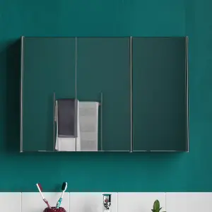 Bath Vida Tiano Stainless Steel Mirrored Triple Bathroom Cabinet