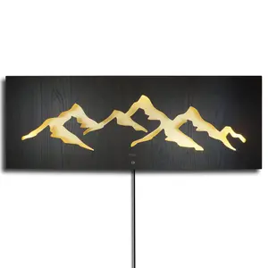 MA02 Handmade Landscape & Nature Wall Decor Walnut Black/Gold