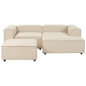 Left-Hand Corner Sofa with Ottoman ARDAL Beige Fabric 2 Seater Left Hand