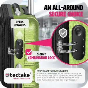 Suitcase Set - 4 hard-shell suitcases with telescopic handle, swivel wheels - green