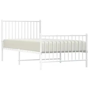 Berkfield Metal Bed Frame with Headboard and Footboard White 90x190 cm 3FT Single