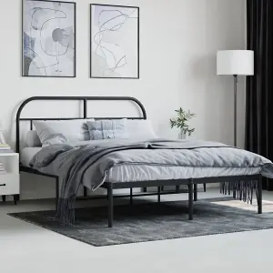 Berkfield Metal Bed Frame with Headboard Black 140x200 cm