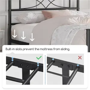 Yaheetech Black 3ft Single Metal Bed Frame with Curved Design Headboard and Footboard