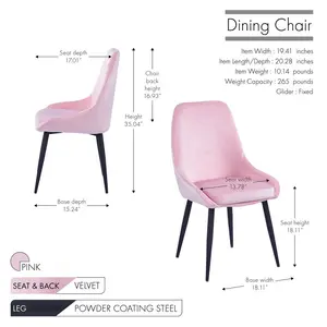 Fern Upholstered Dining Chair (Set of 2) Pink