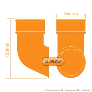 Aluflow White Round Gutter shoe (L)150mm (Dia)74mm