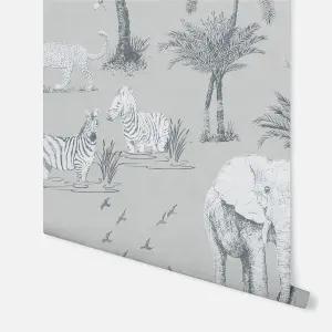 Arthouse Safari Lagoon Grey Wallpaper