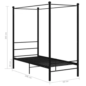 Berkfield Canopy Bed Frame Black Metal 90x200 cm