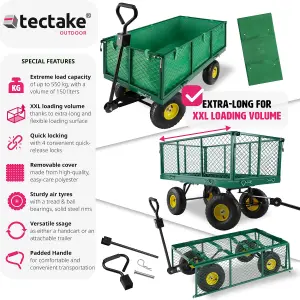 Garden Trolley - foldable side walls, padded handle, 550 kg load capacity - green