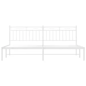 Berkfield Metal Bed Frame with Headboard White 200x200 cm