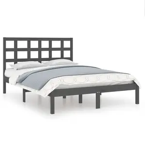 Berkfield Bed Frame Grey Solid Wood 120x200 cm