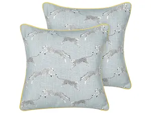 Set of 2 Cushions ARALES Cotton 45 x 45 cm Animal Light Grey