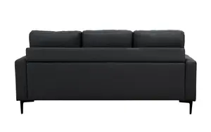 Elm Corner Sofa with Matching Footstool, 3 Seater Sofa in Air Leather Black