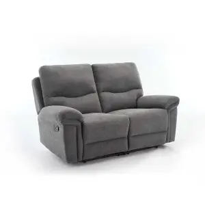 Fosse 1 + 2  Seater Manual Recliner Fabric Modern Living Sofa Dark Grey