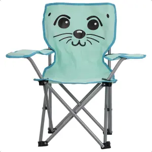 Kids Folding Deck Chair Green Sealion Animal Design Garden Camping Outdoors