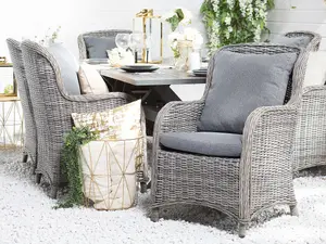 Set of 2 Garden Chairs with Cushions CASCAIS PE Rattan Grey