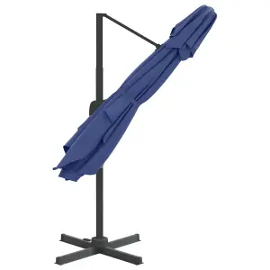 Berkfield Double Top Cantilever Garden Parasol Azure Blue 300x300 cm