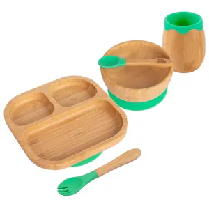 5pc Bamboo Segmented Baby Weaning Set - Green