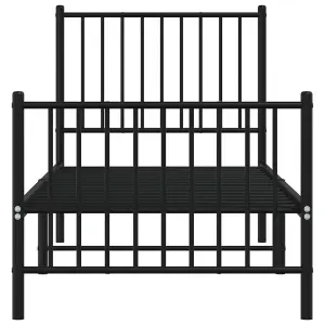 Berkfield Metal Bed Frame with Headboard and Footboard Black 75x190 cm 2FT6 Small Single