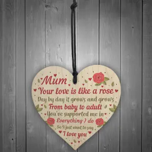 Red Ocean Mum Gifts Wooden Heart Mum Birthday Gifts Love Plaques Mothers Day Gift Keepsake Sign