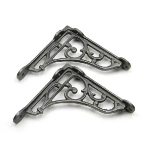 Oakcrafts - Pair of Antique Cast Iron Heritage Shelf Brackets - 125mm x 125mm