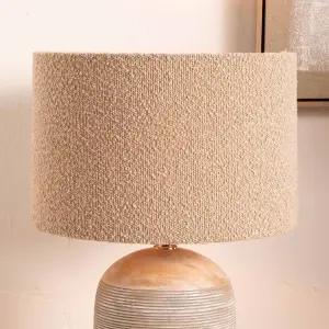 40cm Taupe Boucle Cylinder Table Lampshade Cosy Cream Floor Lamp Shade