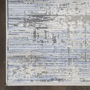 Blue Grey Modern Abstract Easy To Clean Living Room Bedroom & Dining Room Rug-160cm X 229cm