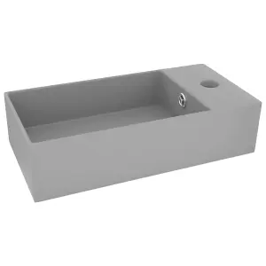 Berkfield Bathroom Sink with Overflow Ceramic Light Grey