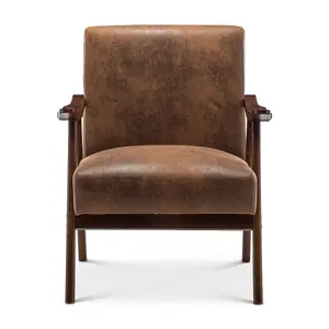 Faux Leather Suede Brown Selma Accent Chair