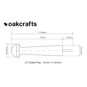 Oakcrafts - Screw in Oak Shaker Peg 3.5" - (Pack of 5)