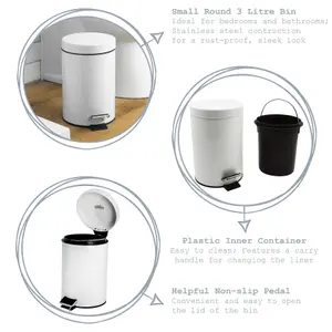 Harbour Housewares - Round Toilet Brush & Bin Set - Matt Black