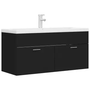 Berkfield Sink Cabinet with Built-in Basin Black Engineered Wood