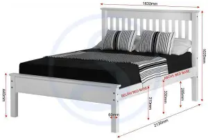 Monaco 5ft Kingsize Wooden Bed Low Foot End in White Finish