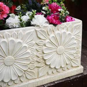 Large Daisy design Stone Planter Trough