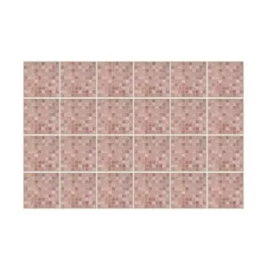 24 Pieces 15x15cm Vintage Pink Marble Mosaic Tile Stickers