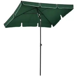 Outsunny Aluminium Sun Umbrella Parasol Patio Rectangular 2M x 1.3M Green