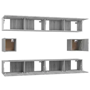 Berkfield 6 Piece TV Cabinet Set Grey Sonoma Engineered Wood