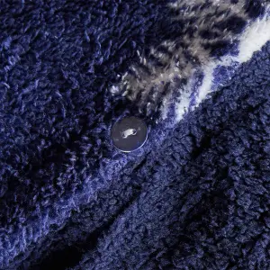 Snowflake Teddy Fleece Duvet Cover Bedding Winter Christmas, Navy - Double