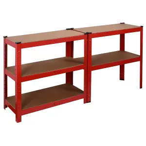 House of Home Heavy Duty Garage Shelving Unit - 5 MDF Shelves - 875 kg Max Load Units - Red - 30 x 70 x 150 (cm)