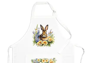 Purely Home Pet Animals & Flowers Rabbit Apron - Floral Gifts for Her - Cooking & Baking