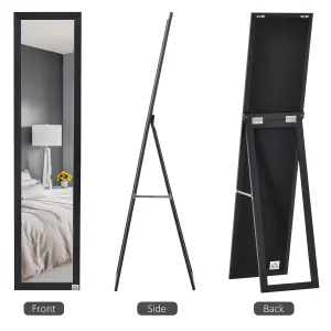 HOMCOM Full Length Mirror, Floor Standing or Wall-Mounted Long Mirror, Black