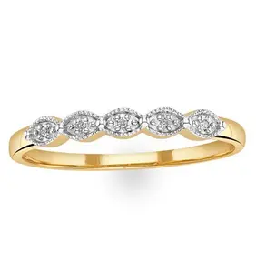 Half Eternity Ring 0.02Ct Diamond 9K Yellow Gold