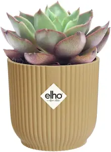 Elho Vibes Fold Mini 7cm Round Butter Yellow Recycled Plastic Plant Pot