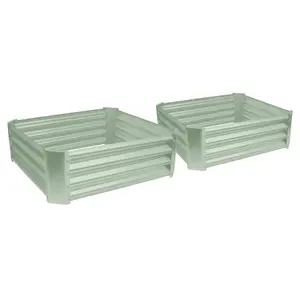 Square Galvanised Steel Raised Garden Beds - 90cm x 90cm - 2pc