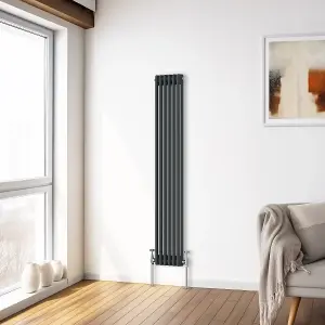 Right Radiators 1500x290 mm Vertical Traditional 2 Column Cast Iron Style Radiator Anthracite