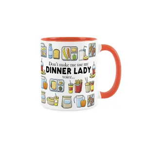 Dinner Lady Mug - Humorous School Lunch Staff Funny Novelty Gift - Tea/Coffee Hot Drinks Orange Ceramic Cup Present