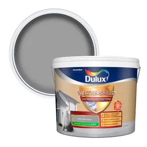 Dulux Weathershield Ultimate Concrete grey Smooth Matt Masonry paint, 10L