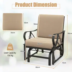 Costway Outdoor Patio Glider Ergonomic Design Single-person Rocking Chair w/ Cushion